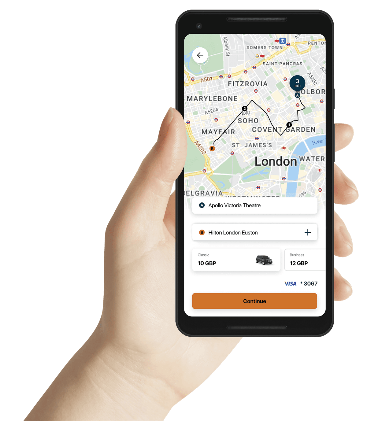 Taxi Now app on mobile